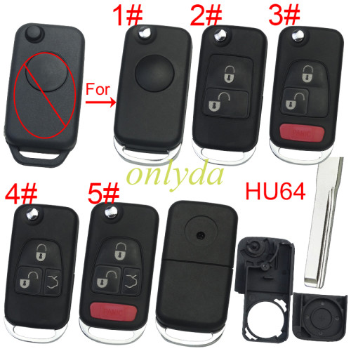 For Benz modified key shell with HU64 blade with Badge , pls choose button