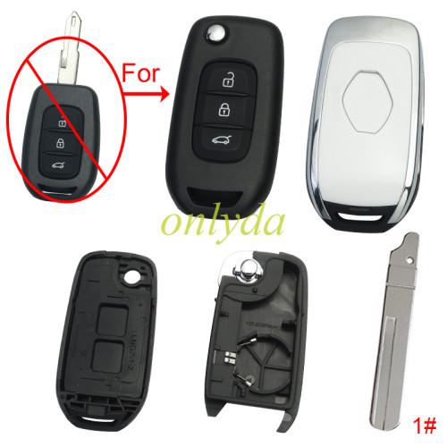 For Renault  3 button remote modified  flip key shell with new renault badge ,with blade ,  pls choose  blade