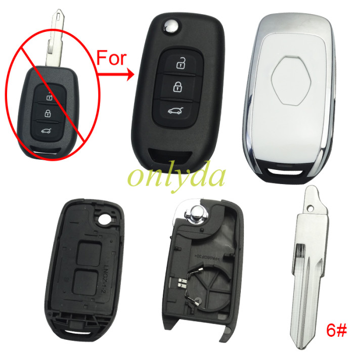 For Renault  3 button remote modified  flip key shell with new renault badge ,with blade ,  pls choose  blade