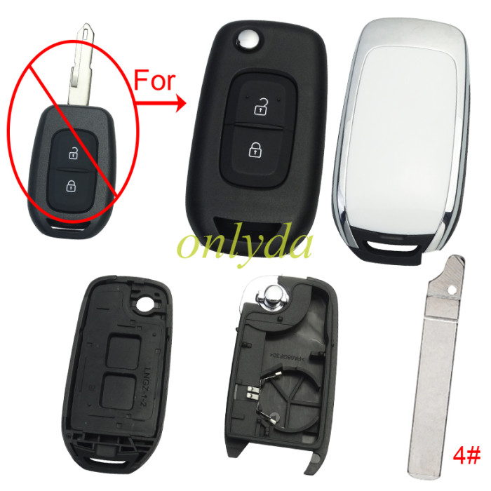 For Renault  2 button remote modified  flip key shell without  badge ,with blade , pls choose blade