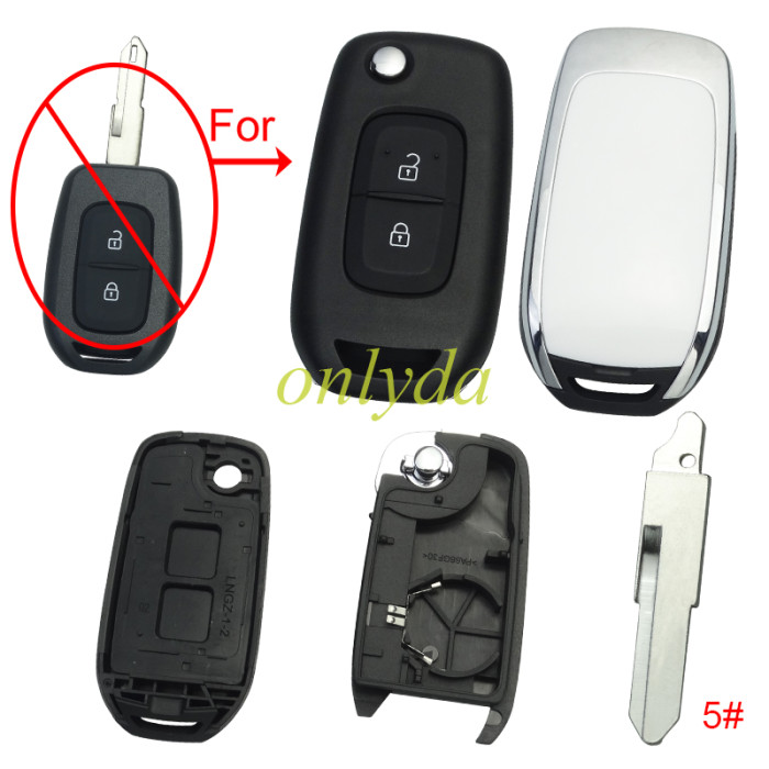 For Renault  2 button remote modified  flip key shell without  badge ,with blade , pls choose blade