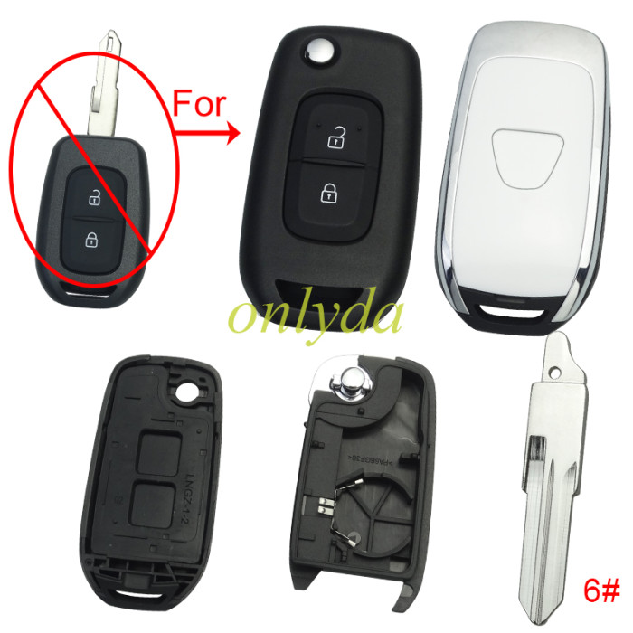 For Renault  2button remote modified  flip key shell with Dacia badge ,with blade ,  pls choose  blade
