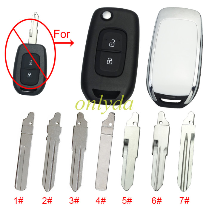 For Renault  2 button remote modified  flip key shell without  badge ,with blade , pls choose blade