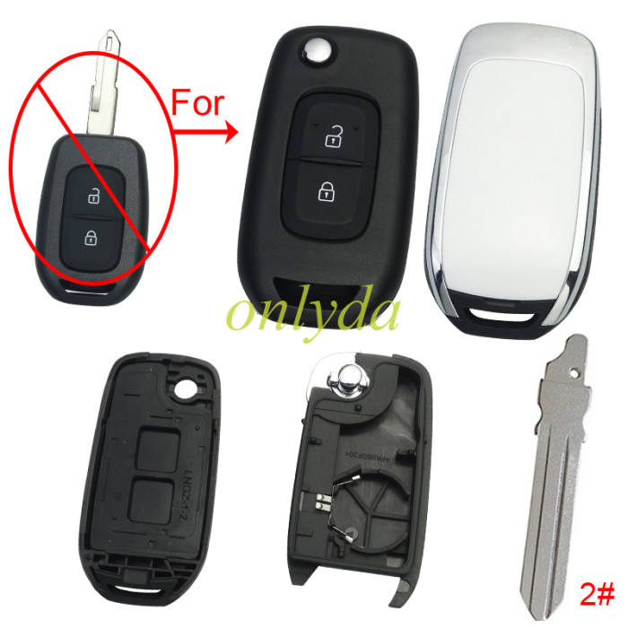 For Renault  2 button remote modified  flip key shell without  badge ,with blade , pls choose blade