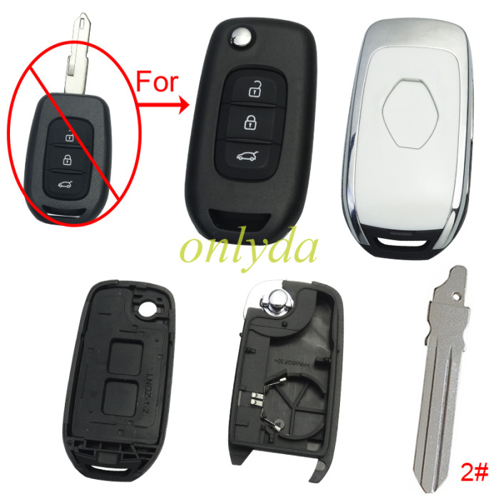For Renault  3 button remote modified  flip key shell with badge ,with blade ,  pls choose blade