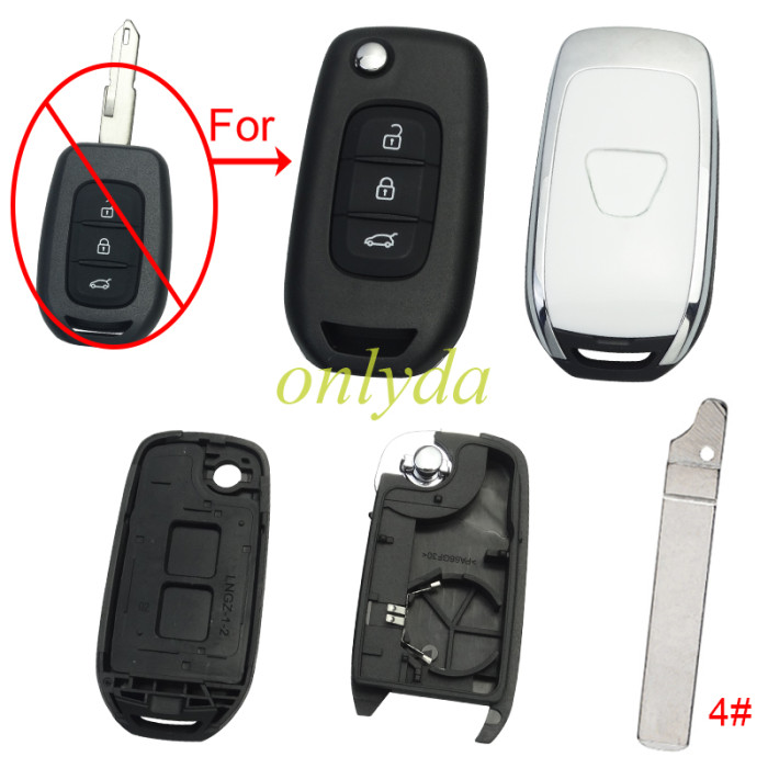 For Renault  3 button remote modified  flip key shell with Dacia badge ,with blade, pls choose blade