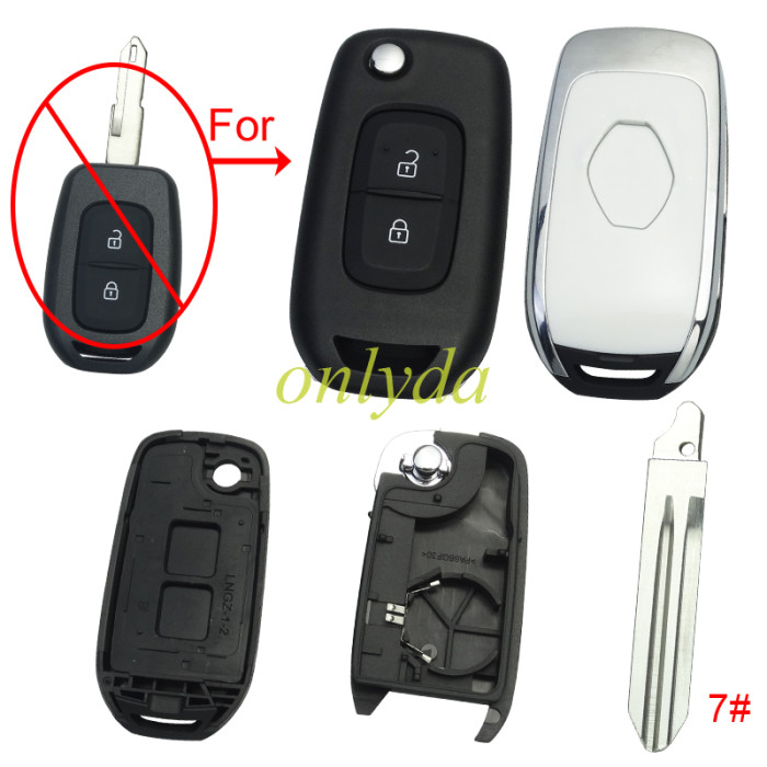 For Renault  2button remote modified  flip key shell with new renault badge ,with blade ,  pls choose  blade
