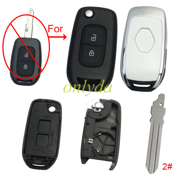 For Renault  2button remote modified  flip key shell with new renault badge ,with blade ,  pls choose  blade