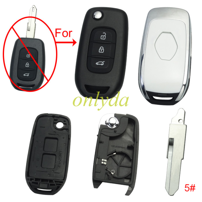 For Renault  3 button remote modified  flip key shell with badge ,with blade ,  pls choose blade