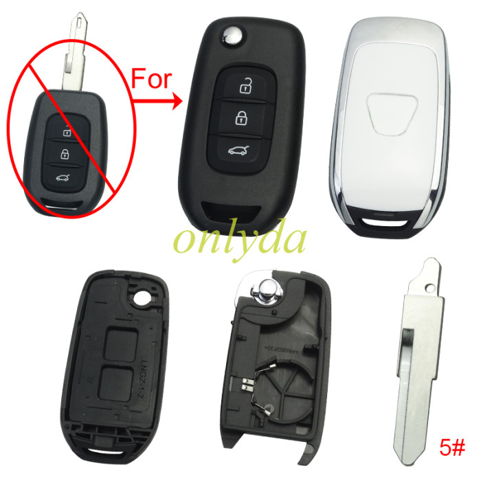 For Renault  3 button remote modified  flip key shell with Dacia badge ,with blade, pls choose blade