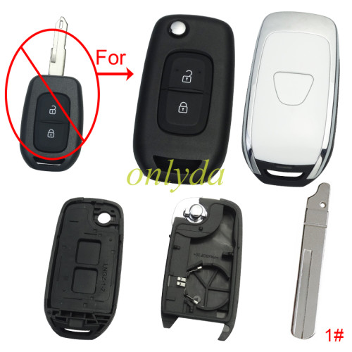 For Renault  2button remote modified  flip key shell with Dacia badge ,with blade ,  pls choose  blade