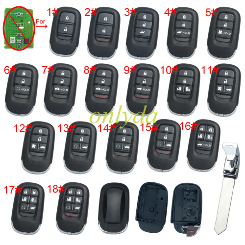 Modified Honda 11th generation Civic key case without badge,  fit for VVDI PCB