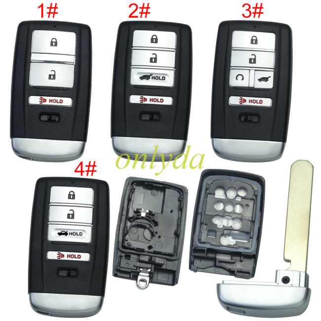 For Acura Remote Key blank with blade without badge, pls choose the button