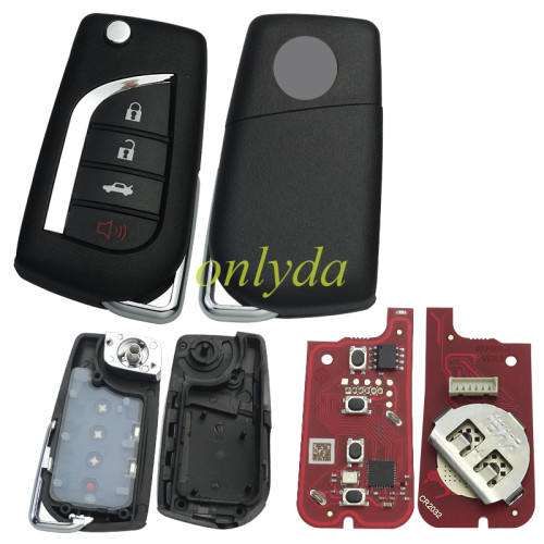 XKTO12EN Xhorse  Wire Remote Key for Toyota type Flip 4 Buttons