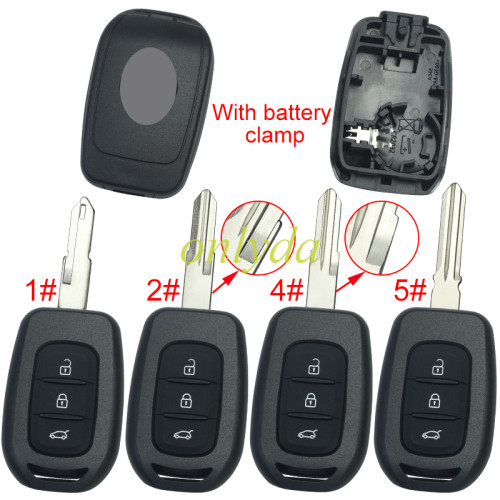 For Renault  3 button remote key blank with badge with battery clamp , pls choose blade