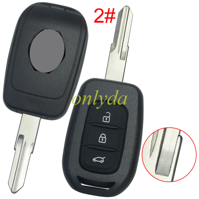For Renault  3 button remote key blank with badge with battery clamp , pls choose blade