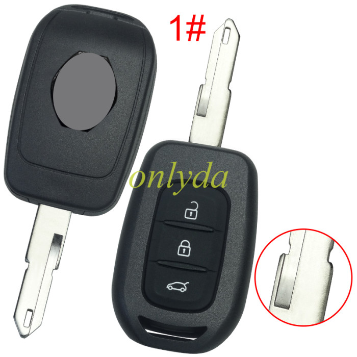 For Renault  3 button remote key blank with badge with battery clamp , pls choose blade