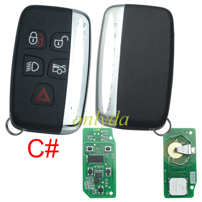 For Landroversmart key 4+1 button 433mhz/315mhz with 7945 chipchangeable lD Range Rover Sport, Vogue, Evoque, Velar 2010+FCC ID: KOBJTF10A 5EOU40247 ( can change chip ID)