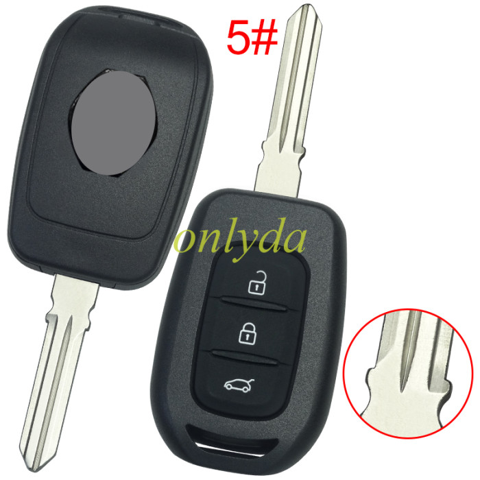 For Renault  3 button remote key blank with badge with battery clamp , pls choose blade