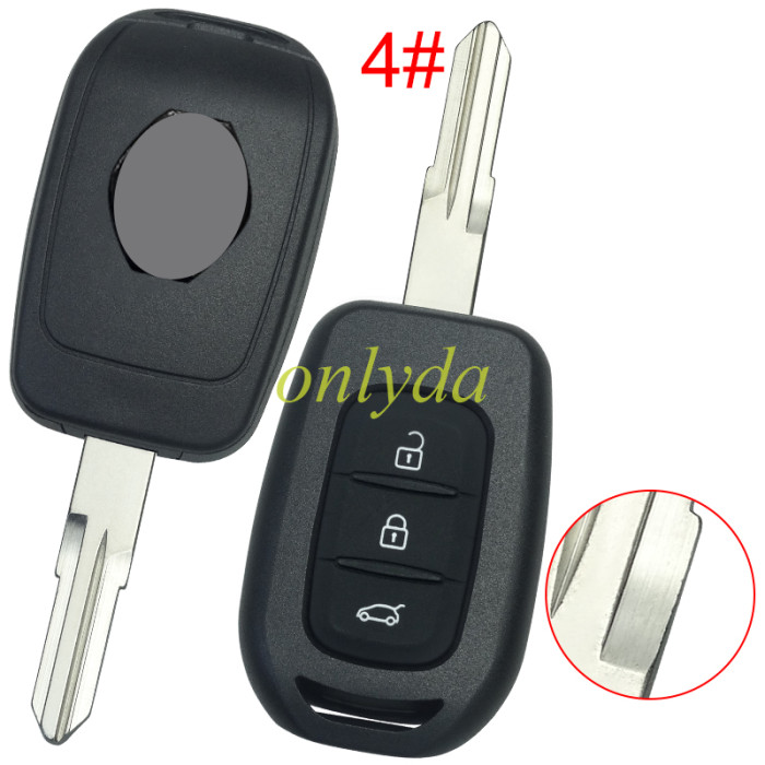 For Renault  3 button remote key blank with badge with battery clamp , pls choose blade