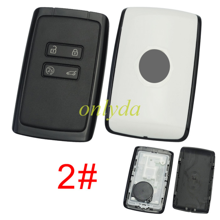 ​original Keyless For Renault  CAPTUR 2018-2023  CLIO 2018-2023 ESPACE 2018-2023 MEGANE 2018-2023 ZOE 2018-2023  Smart Card Key 4 Buttons 433MHz  HITAG AES NCF29A1M ID4A    FCC ID: KR5IK4CH-01   OEM Part Number: 285977147R  Note：the back cover is aftermarket . White Color/Black color ，​Pls choose button model