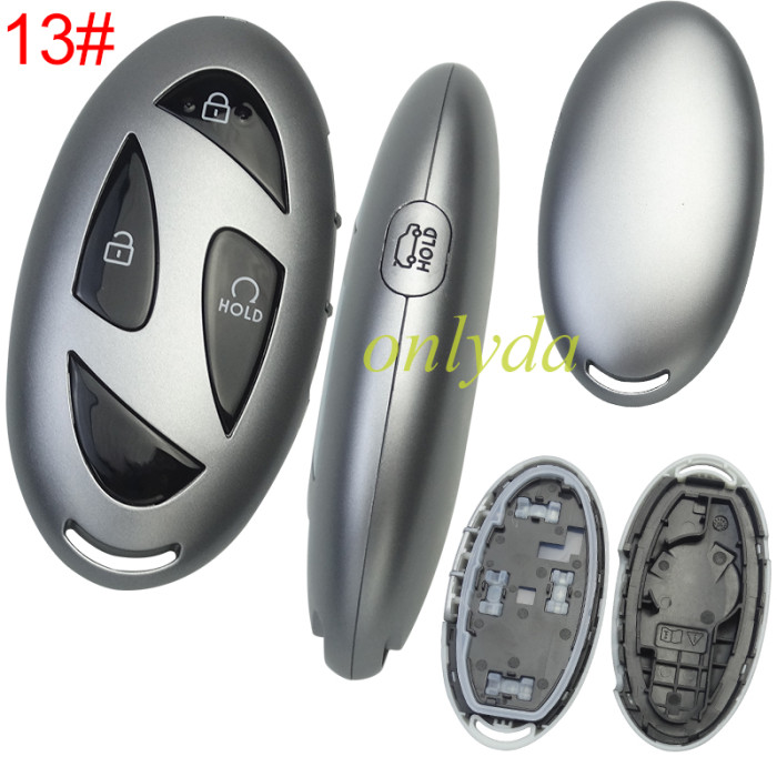 For Hyundai  remote key shell with black color button and  without  badge ， pls choose button