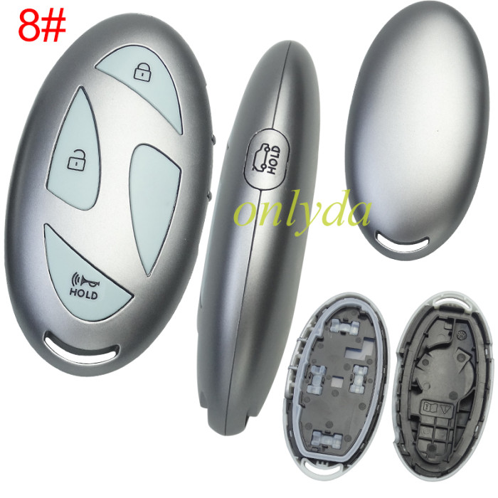 For Hyundai  remote key shell with light blue color button and  without  badge ， pls choose button