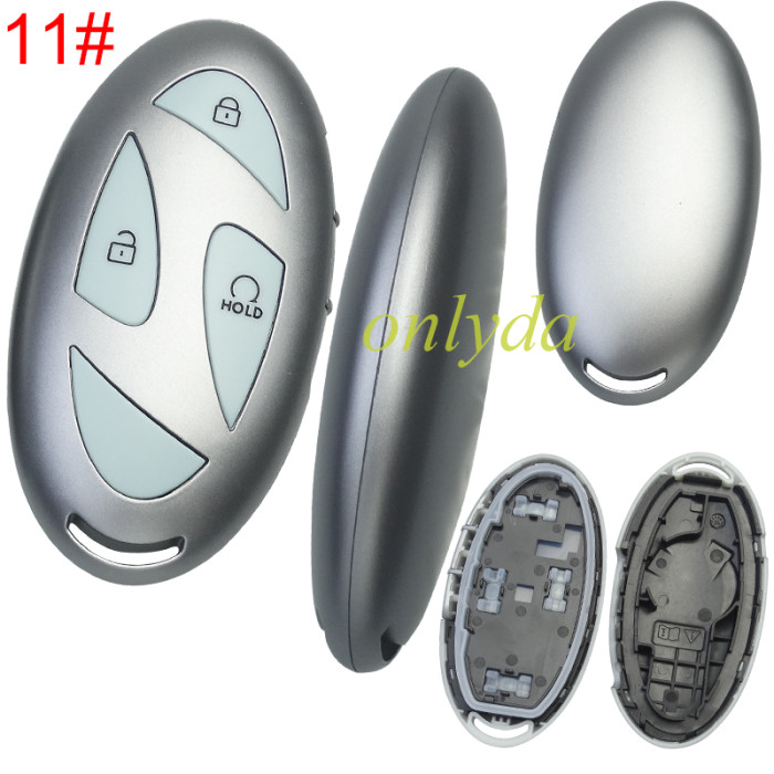 For Hyundai  remote key shell with light blue color button and  without  badge ， pls choose button