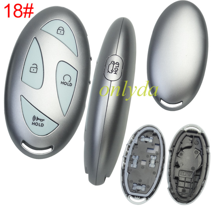 For Hyundai  remote key shell with light blue color button and  without  badge ， pls choose button