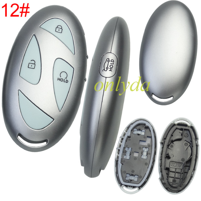 For Hyundai  remote key shell with light blue color button and  without  badge ， pls choose button