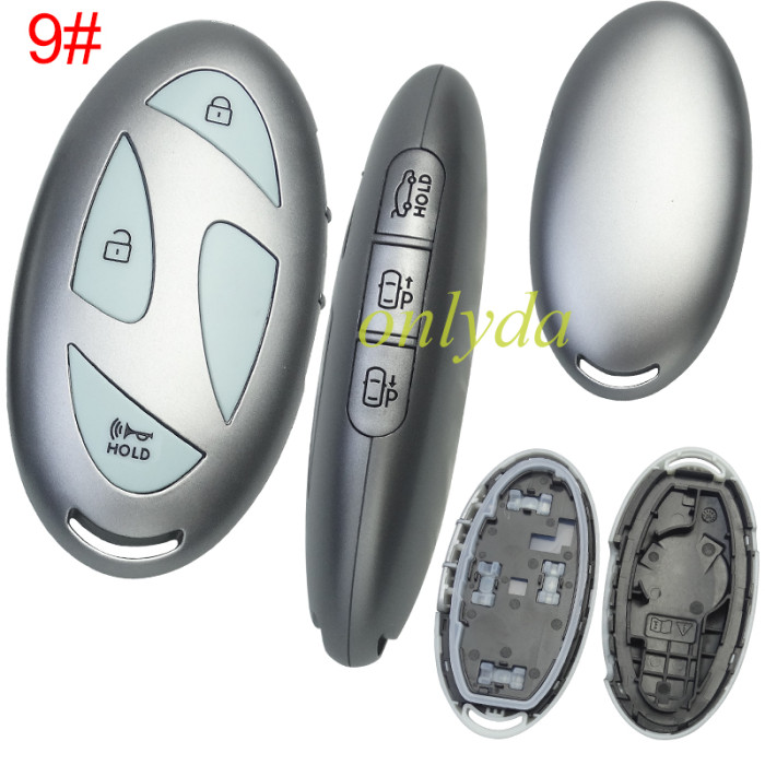 For Hyundai  remote key shell with light blue color button and  without  badge ， pls choose button