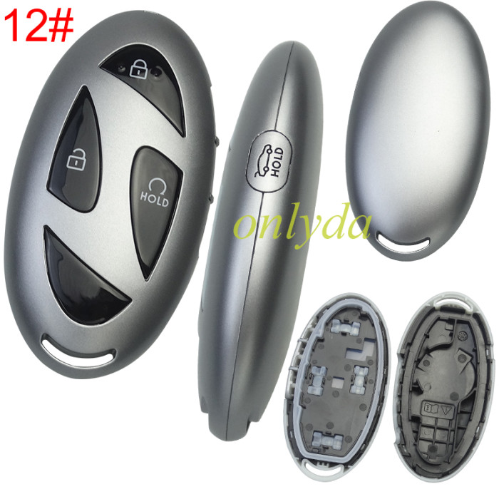 For Hyundai  remote key shell with black color button and  without  badge ， pls choose button