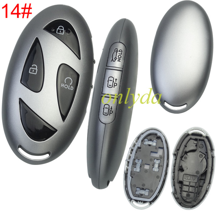 For Hyundai  remote key shell with black color button and  without  badge ， pls choose button