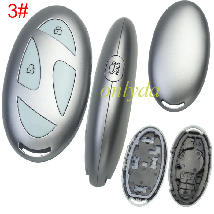 For Hyundai  remote key shell with light blue color button and  without  badge ， pls choose button