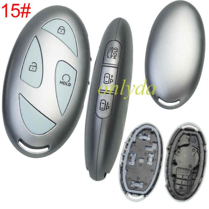 For Hyundai  remote key shell with light blue color button and  without  badge ， pls choose button