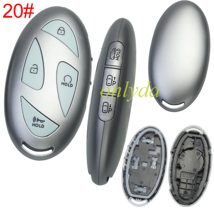 For Hyundai  remote key shell with light blue color button and  without  badge ， pls choose button