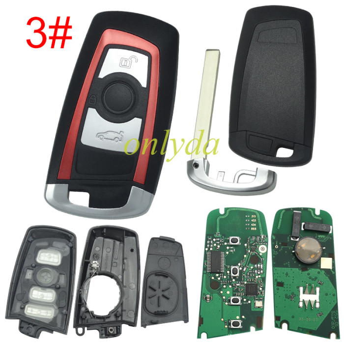 For BMW CAS4 /FEM Keyless remote key 3 Button/ 4 Button  with 49 / original PCF7953P Hitag Pro chip   KR55WK49863 with 315mhz /434mhz/868mhz/, pls choose frequency and model