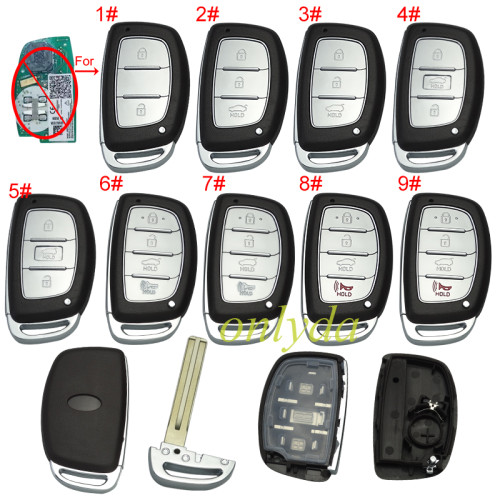 For Hyundai  remote key blank .with battery clip with badge,fit for original board , pls choose button