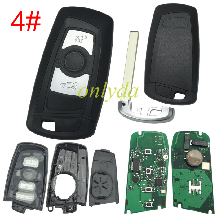 For BMW CAS4 /FEM Keyless remote key 3 Button/ 4 Button  with 49 / original PCF7953P Hitag Pro chip   KR55WK49863 with 315mhz /434mhz/868mhz/, pls choose frequency and model