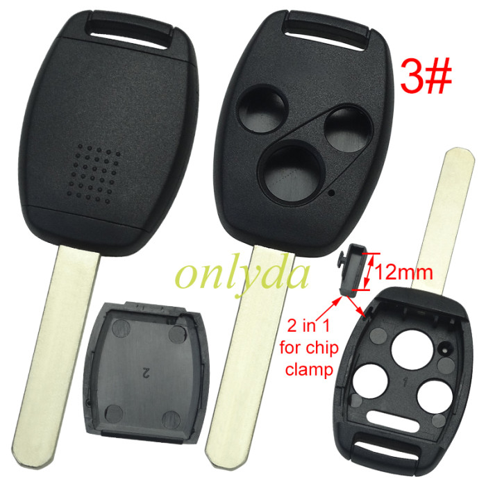 itopkey brand Honda upgrade remote key shell without badge（With chip slot place)