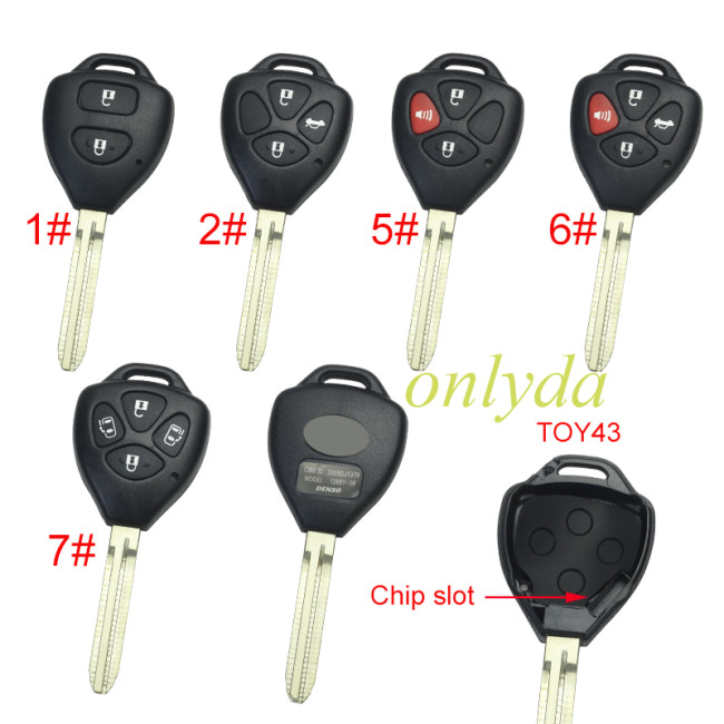 For Toyota remote key shell with Toy43 blade with original toyota badge, pls choose the button
