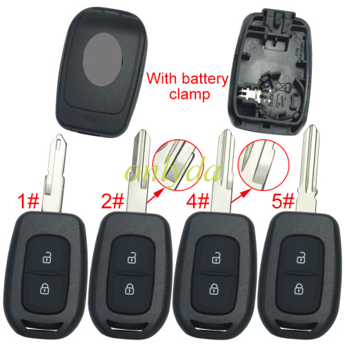 For Renault  2 button remote key blank with battery clamp with new badge , pls choose blade