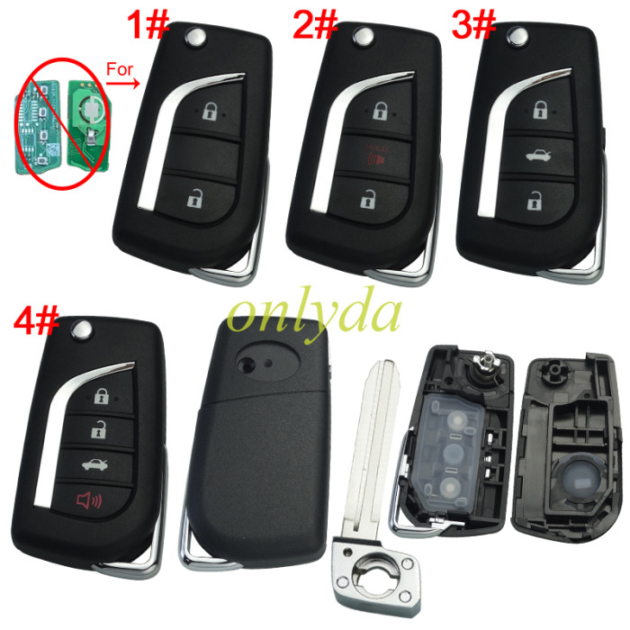 For Toyota remote key blank with Toy43 balde with badge , pls choose button model