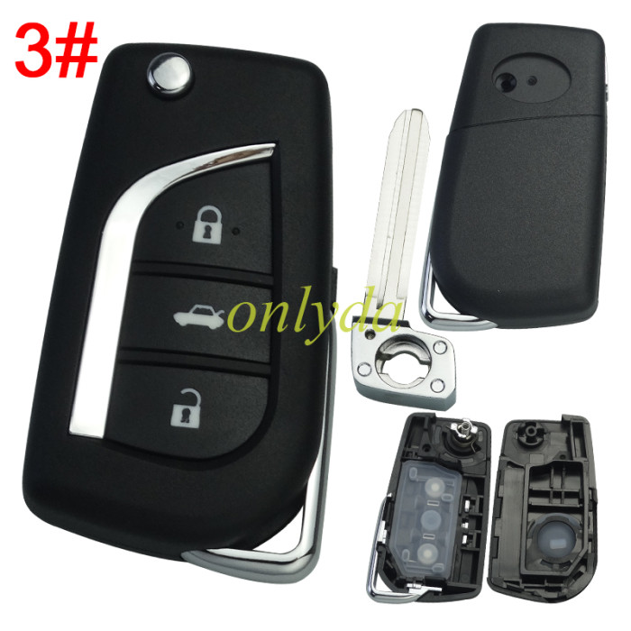 For Toyota remote key blank with Toy43 balde with badge , pls choose button model