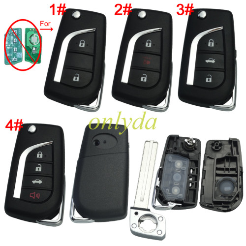 For Toyota remote key blank with Toy48 balde with badge , pls choose button model
