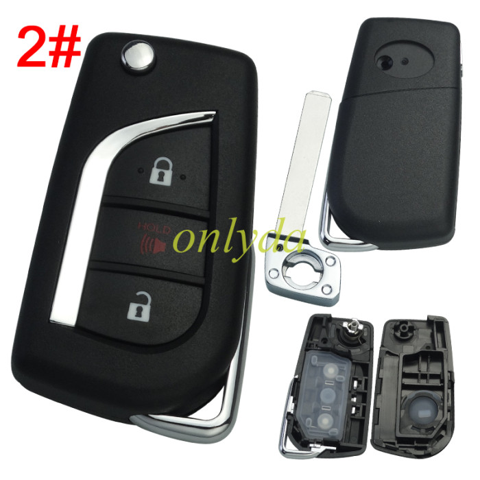 For Toyota remote key blank with VA2 balde with badge , pls choose button model