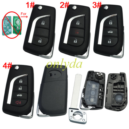 For Toyota remote key blank with VA2 balde with badge , pls choose button model