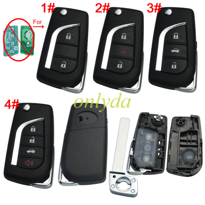 For Toyota remote key blank with VA2 balde with badge , pls choose button model
