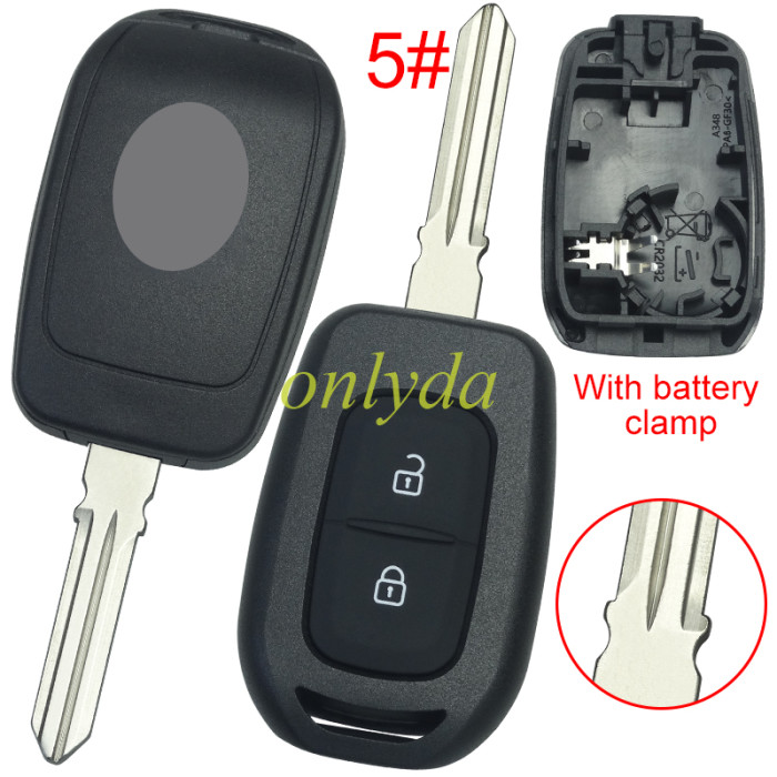 For Renault  2 button remote key blank with battery clamp with new badge , pls choose blade