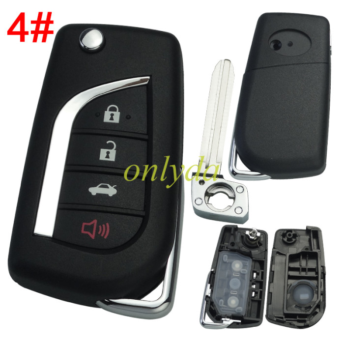 For Toyota remote key blank with Toy43 balde with badge , pls choose button model